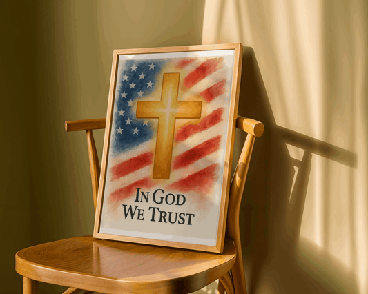 In God We Trust American Flag Christian Poster – Patriotic Wall Art