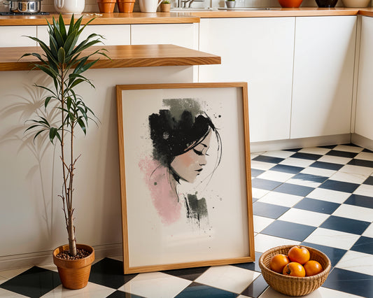 Minimalist Watercolor Woman Portrait Poster – Modern Wall Art