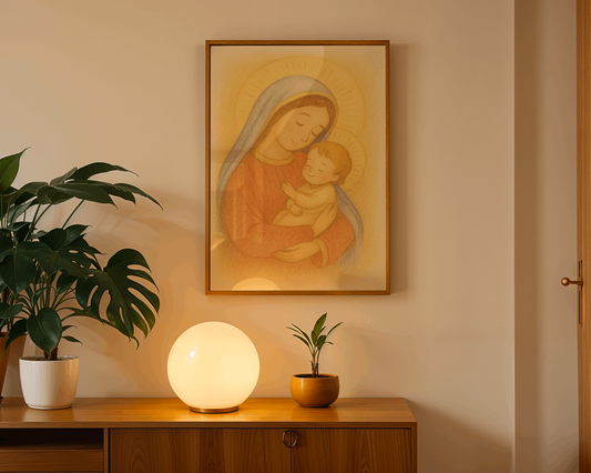 Virgin Mary and Baby Jesus Christian Wall Art Poster