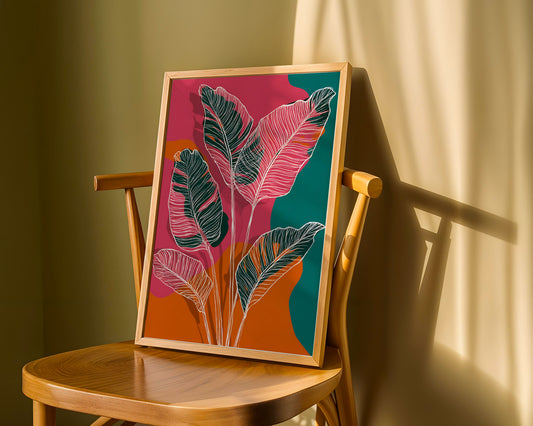 Tropical Leaves Wall Art – Bold and Colorful Botanical Print