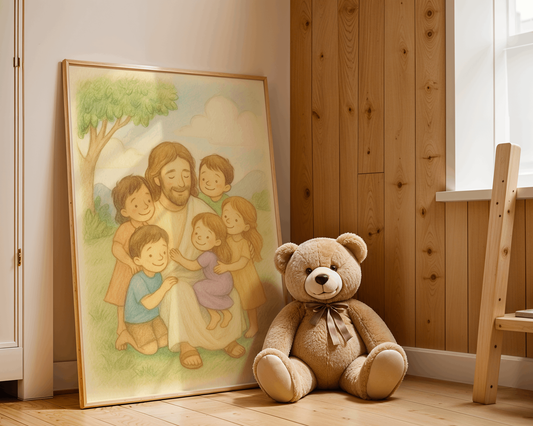 Jesus with Children Christian Wall Art Poster