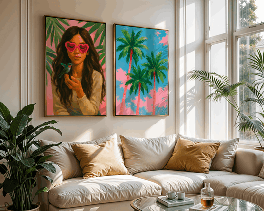 Boho Wall Art – Tropical Girl with Hummingbird Print