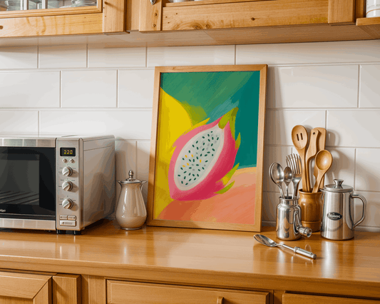 Tropical Wall Art – Colorful Dragon Fruit Painting Print