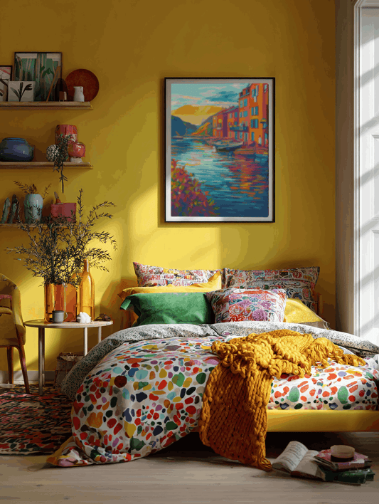 Colorful Venice Canal Wall Art – Vibrant Coastal Sunset Poster