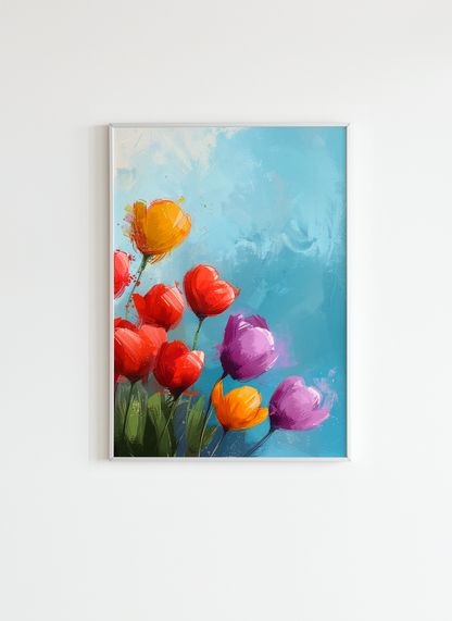 Colorful Tulips – Modern Floral Wall Art Print