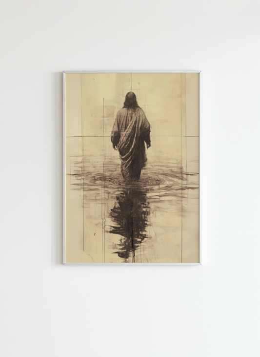 Jesus Walking on Water Christian Wall Art Poster