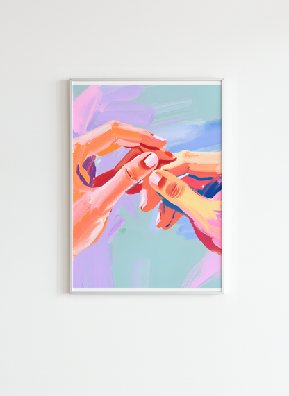 Holding Hands – Colorful Abstract Love Painting Poster