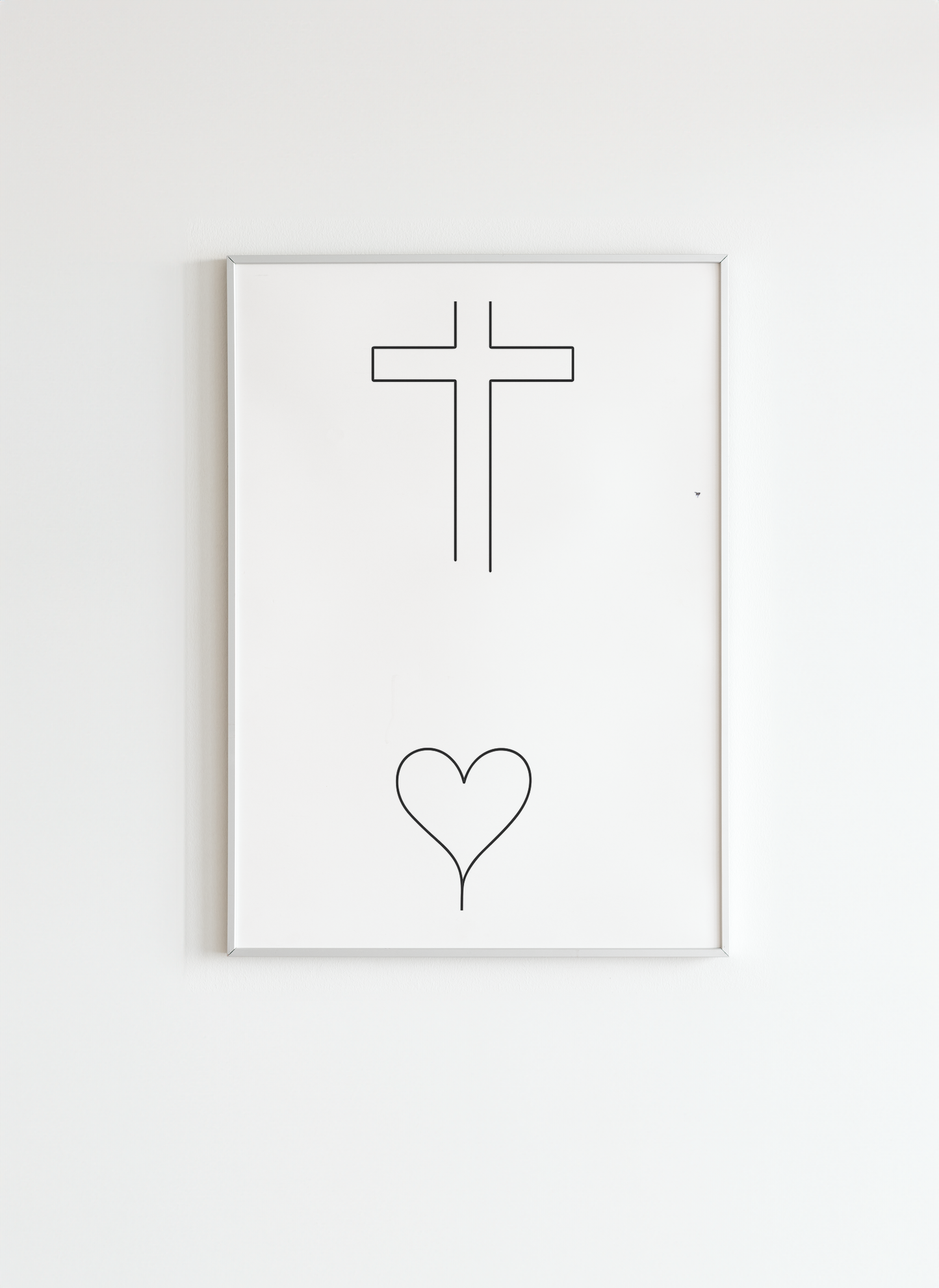 Cross and Heart – Christian Minimalist Wall Art