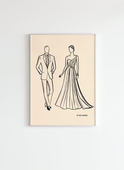 Fashion Sketch – Elegant Couple Wall Art Poster