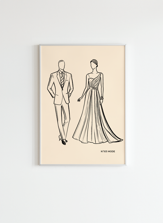 Fashion Sketch – Elegant Couple Wall Art Poster