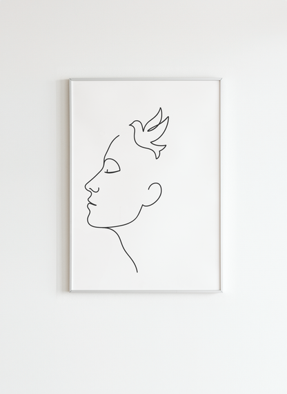 Peaceful Dove – Modern Line Art Poster