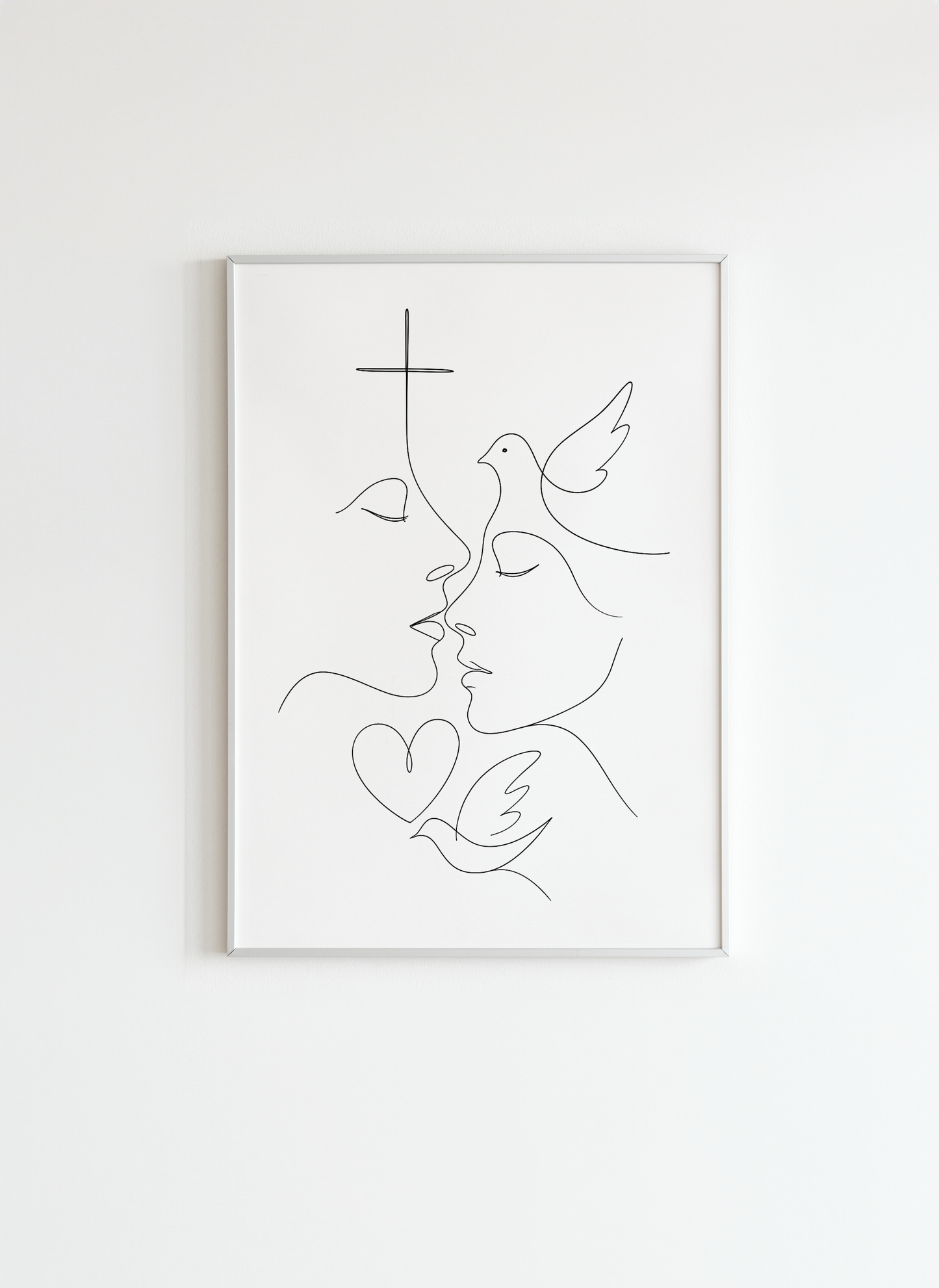 Cross and Dove – Christian Minimalist Wall Print