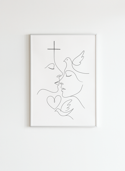 Cross and Dove – Christian Minimalist Wall Print
