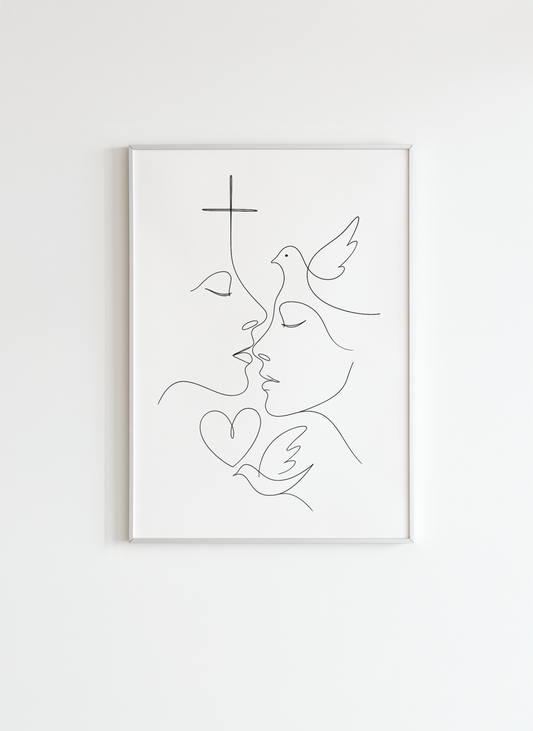 Cross and Dove – Christian Minimalist Wall Print