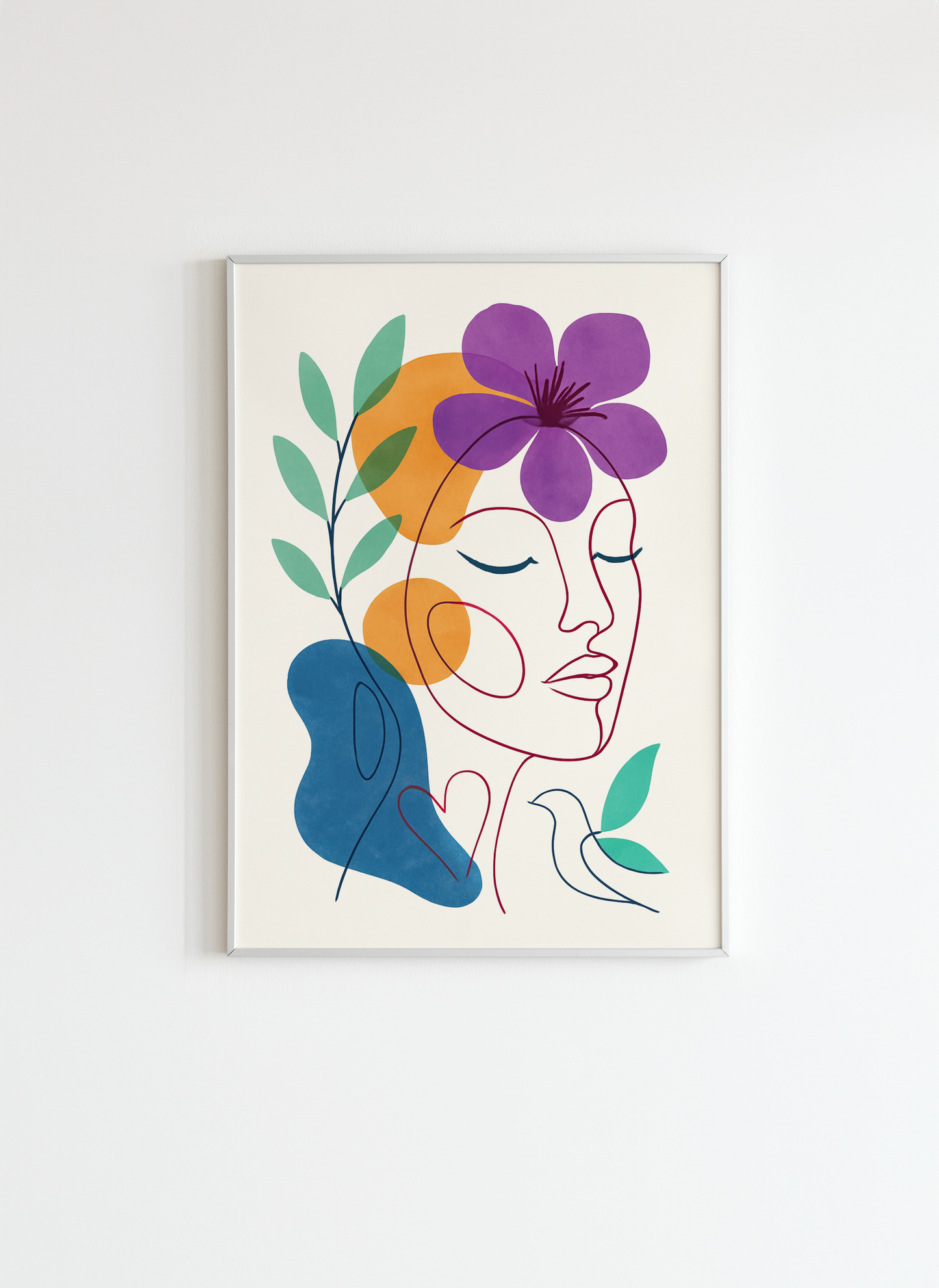 Abstract Face and Flower – Modern Colorful Wall Art