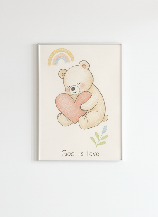 God Is Love – Nursery Wall Art for Kids