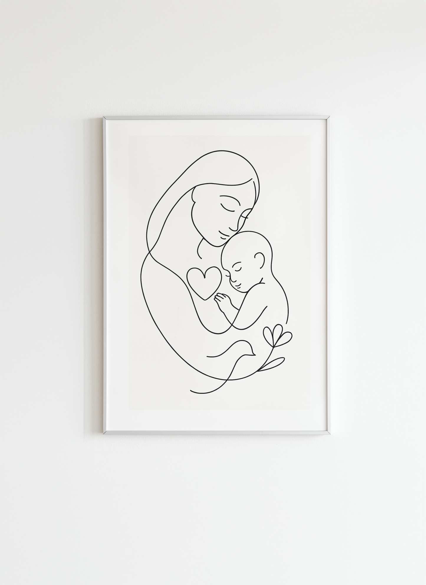 Mother and Child – Minimalist Line Art Wall Print
