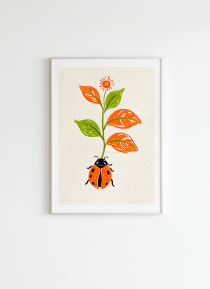 Ladybug and Flower – Cute Kids Room Wall Art
