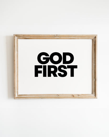 God First Christian Typography Wall Art Poster
