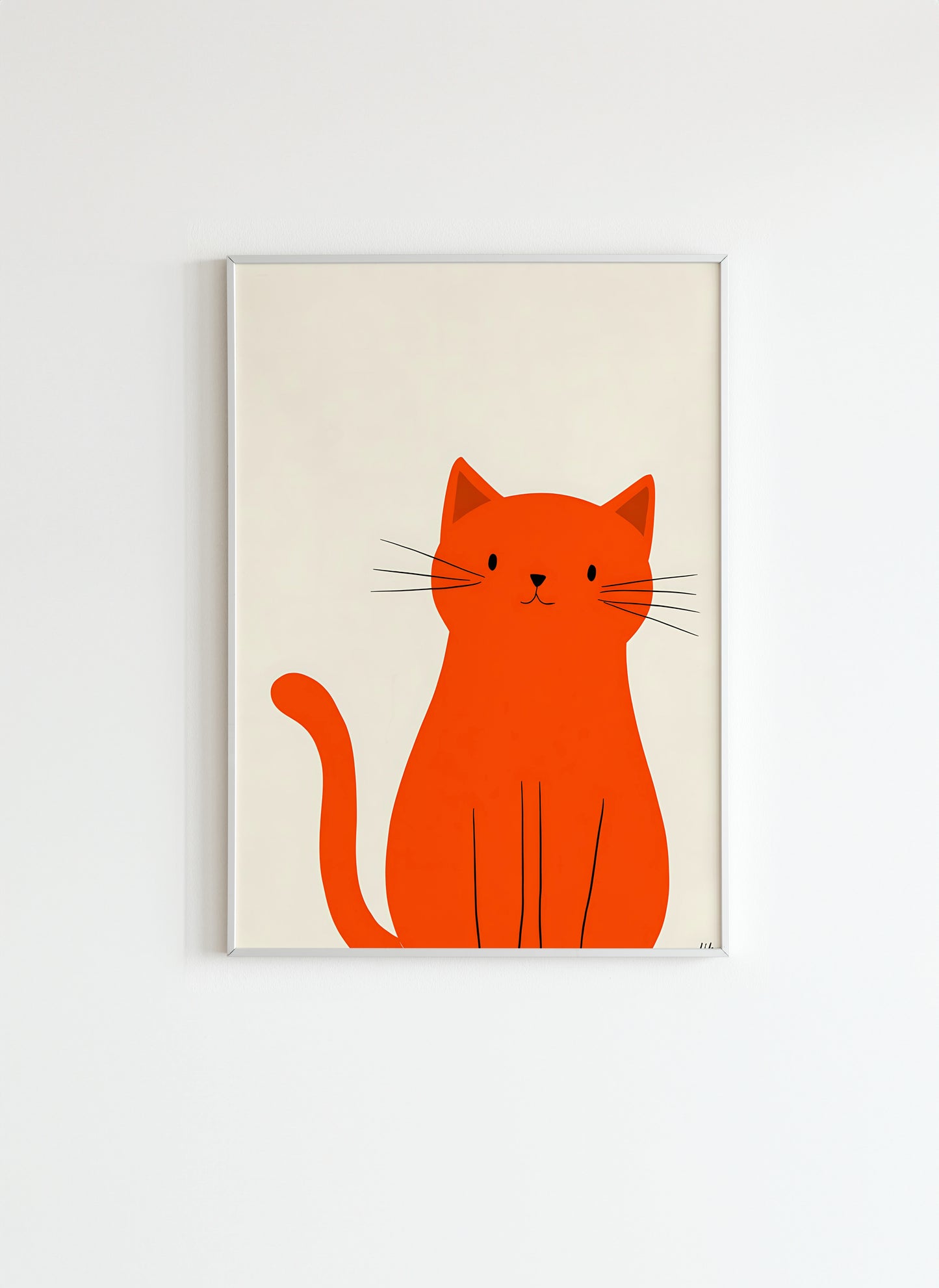 Orange Cat Illustration – Modern Kids Wall Art