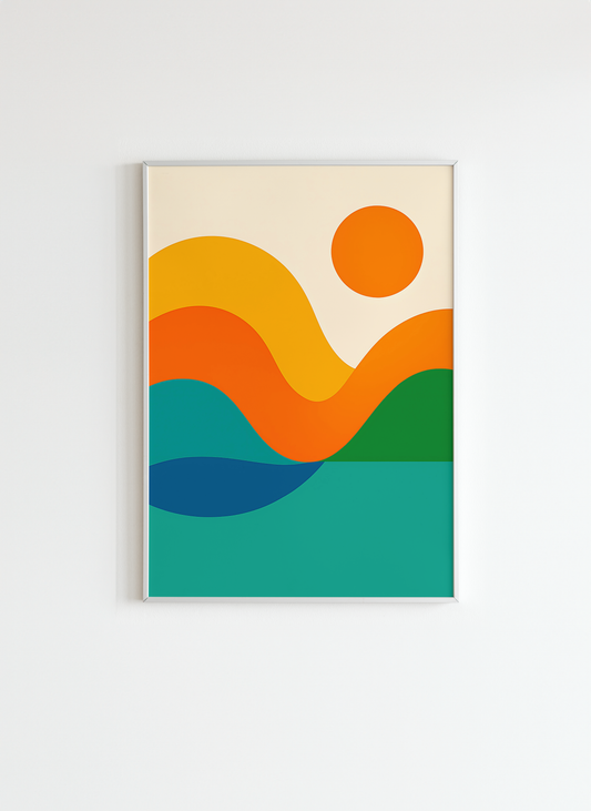 Abstract Sunset Waves Poster – Modern Wall Art