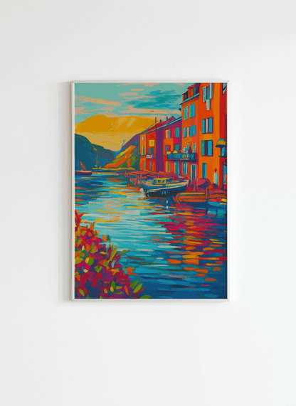 Colorful Venice Canal Wall Art – Vibrant Coastal Sunset Poster