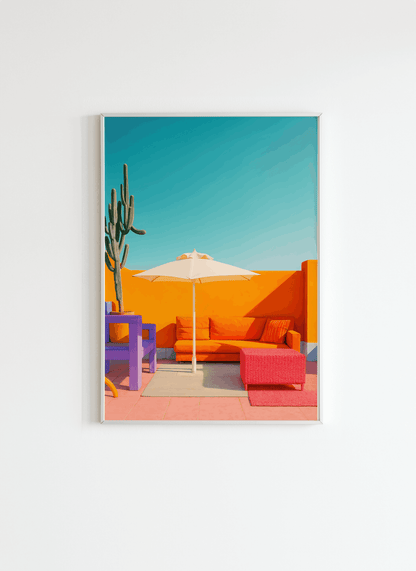 Modern Desert Patio Wall Art – Colorful Boho Summer Poster
