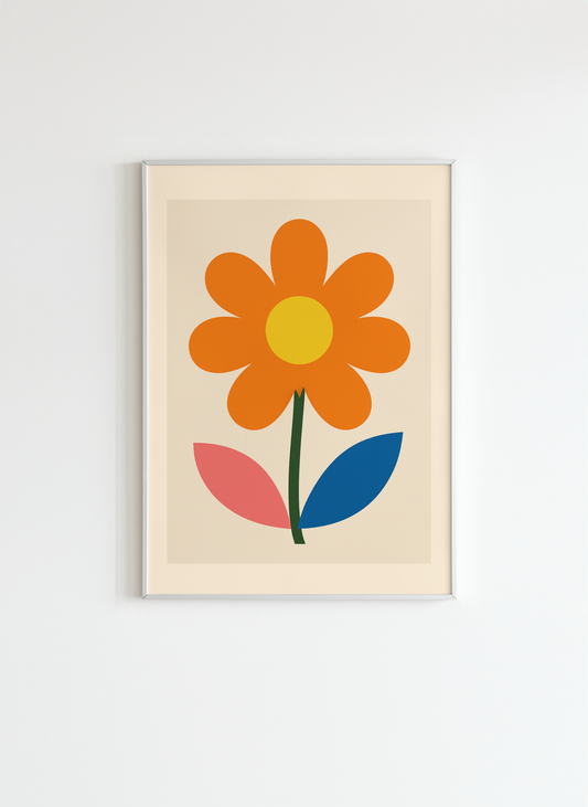 Colorful Minimalist Flower Wall Art Poster