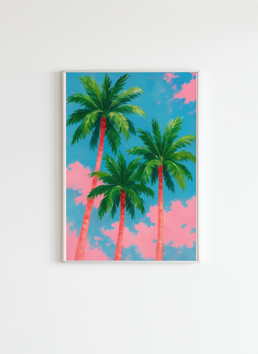 Tropical Palm Trees Wall Art – Colorful Summer Poster