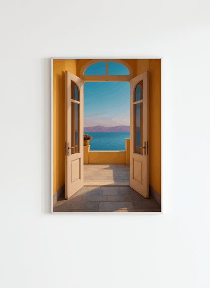 Mediterranean Sea View Wall Art – Elegant Coastal Poster
