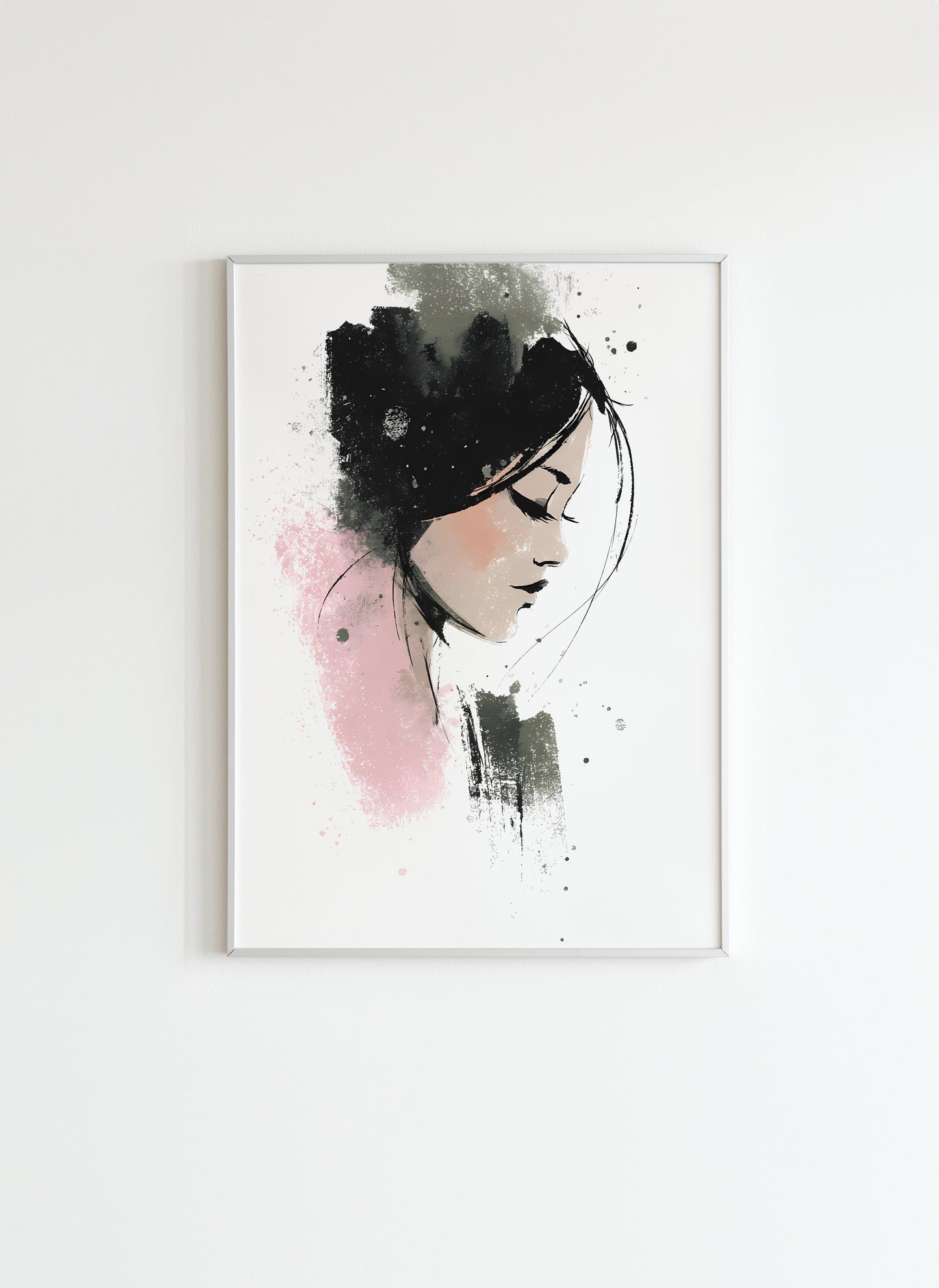 Minimalist Watercolor Woman Portrait Poster – Modern Wall Art