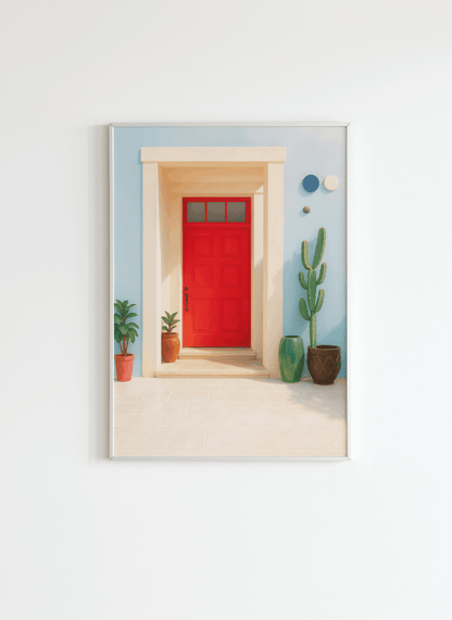 Red Door Wall Art – Modern Mediterranean Poster