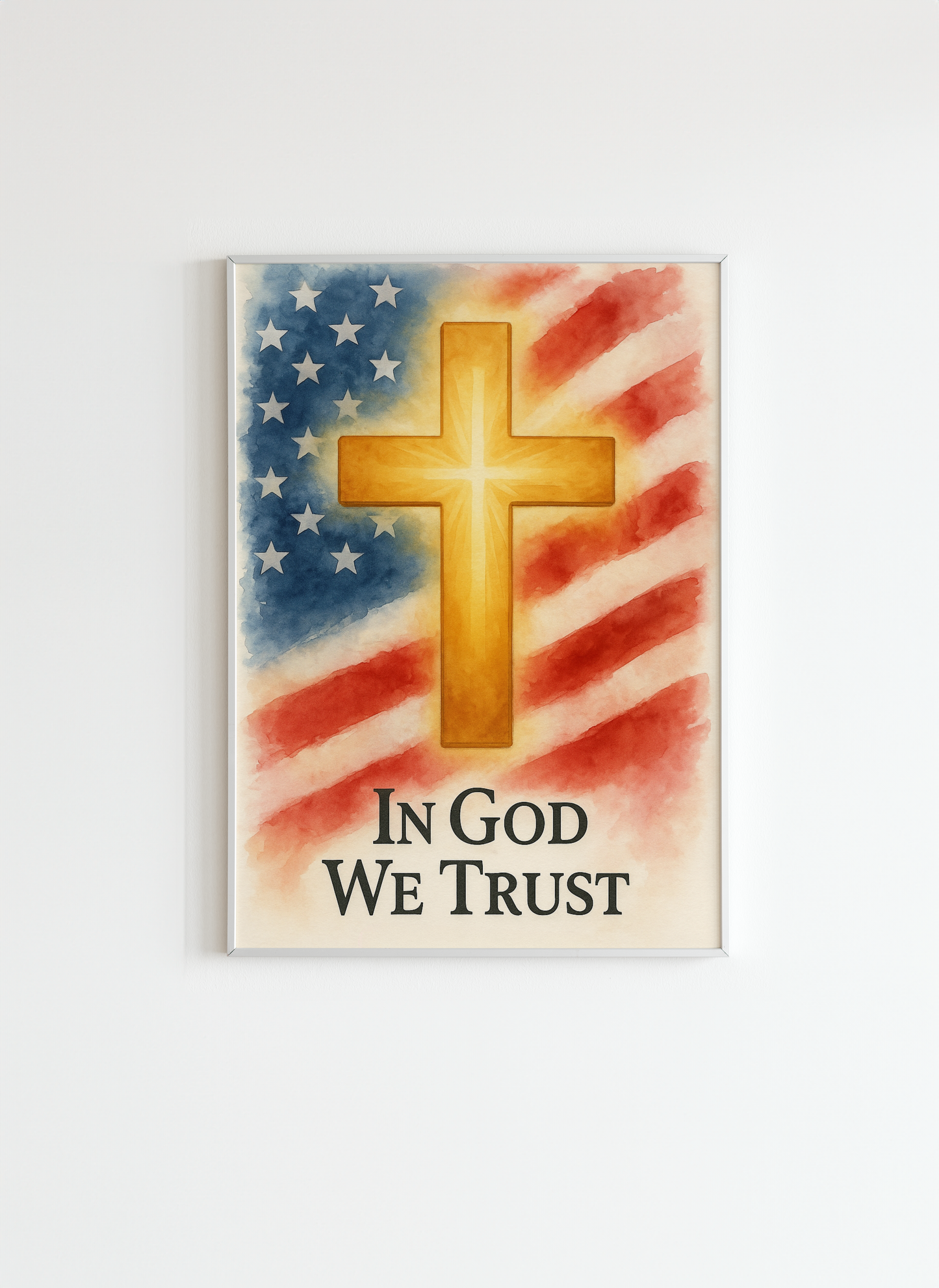 In God We Trust American Flag Christian Poster – Patriotic Wall Art