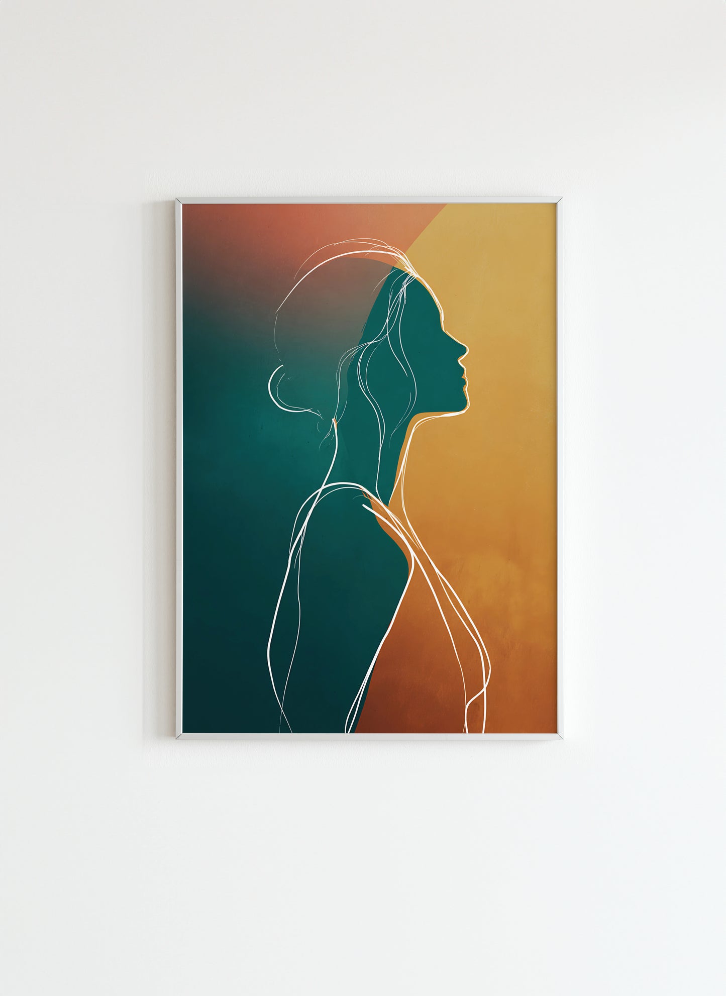 Elegant Woman Silhouette Poster – Modern Sunset Wall Art