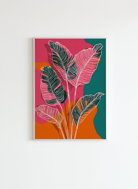 Tropical Leaves Wall Art – Bold and Colorful Botanical Print