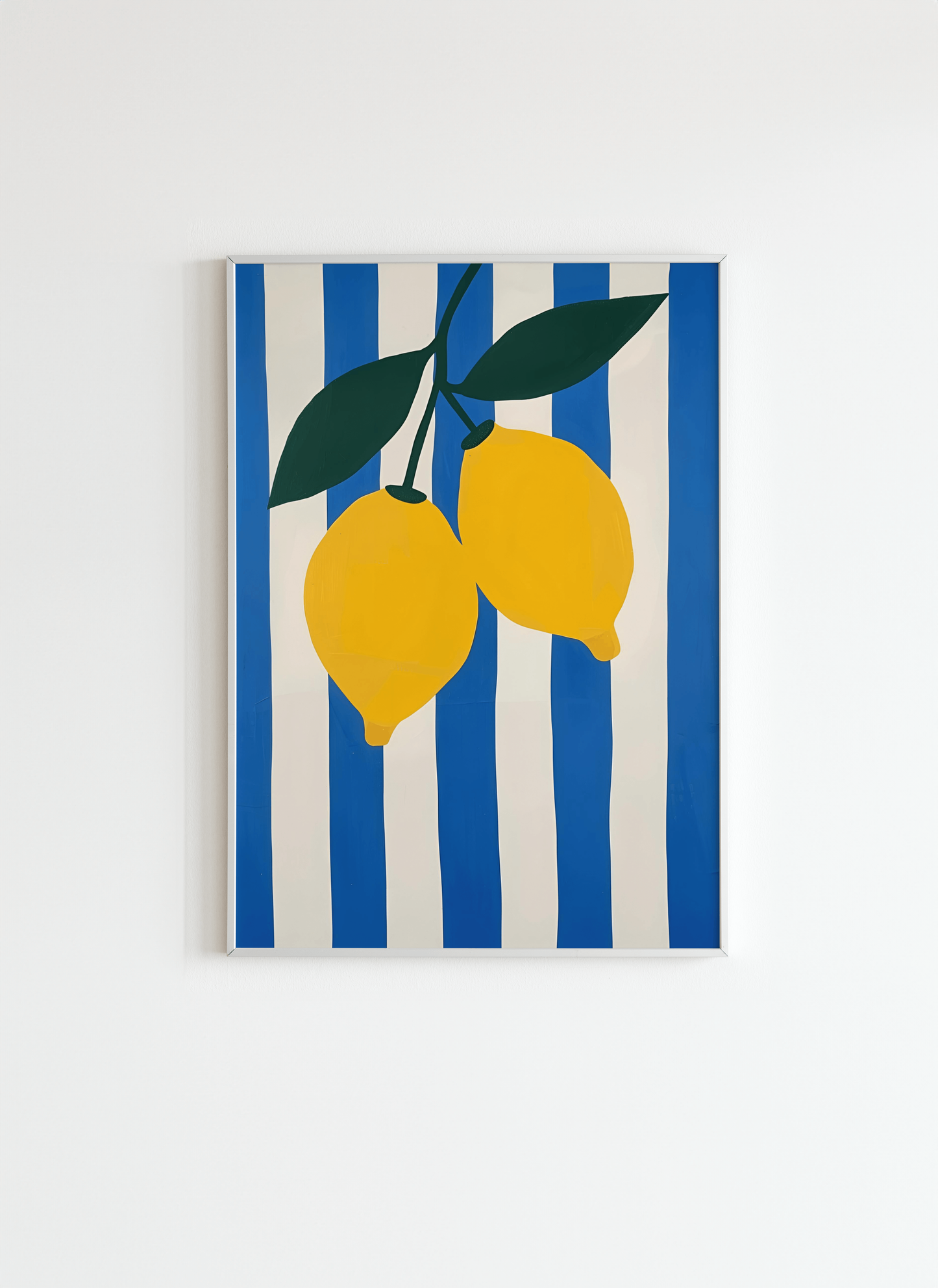 Modern Lemons Poster – Mediterranean Wall Art with Blue Stripes