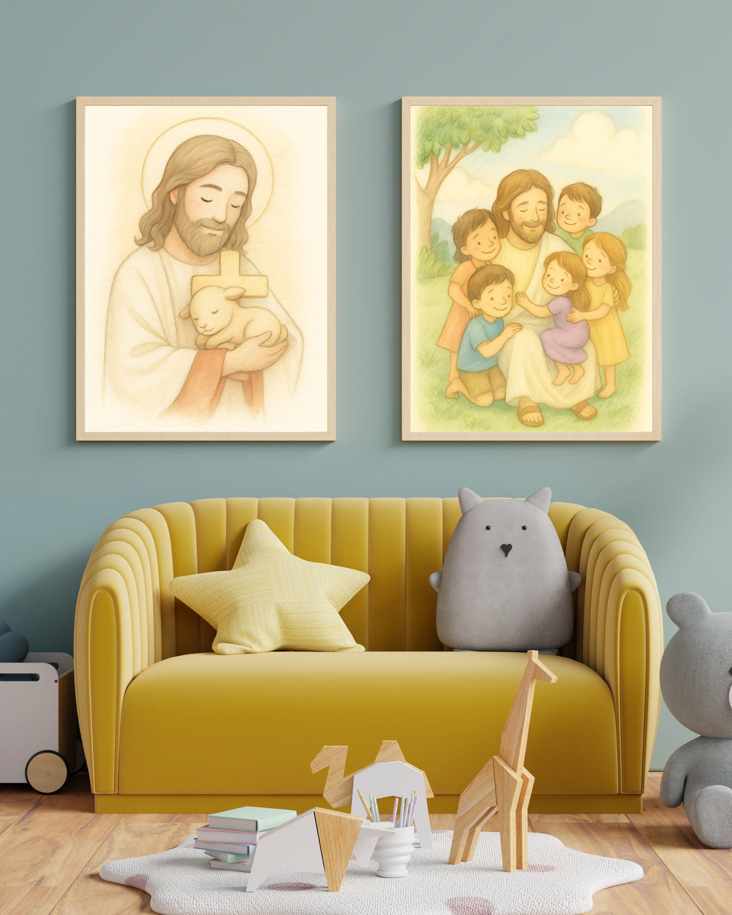 Good Shepherd Poster – Jesus with Lamb Religious Home Decor