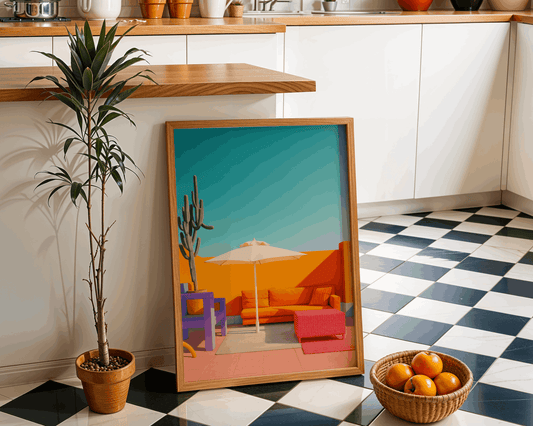 Modern Desert Patio Wall Art – Colorful Boho Summer Poster