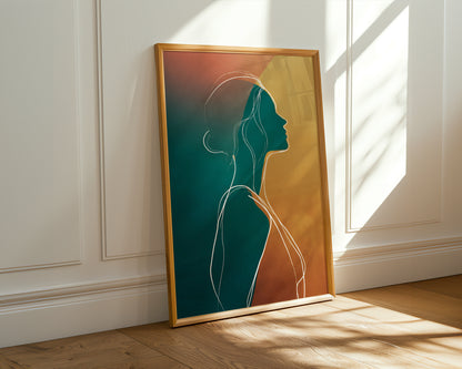 Elegant Woman Silhouette Poster – Modern Sunset Wall Art