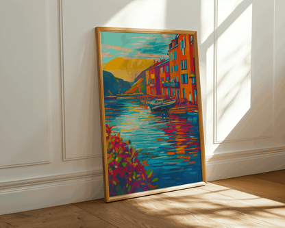 Colorful Venice Canal Wall Art – Vibrant Coastal Sunset Poster