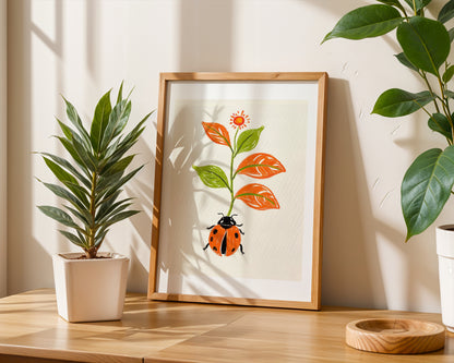 Ladybug and Flower – Cute Kids Room Wall Art