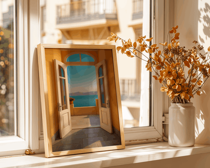 Mediterranean Sea View Wall Art – Elegant Coastal Poster