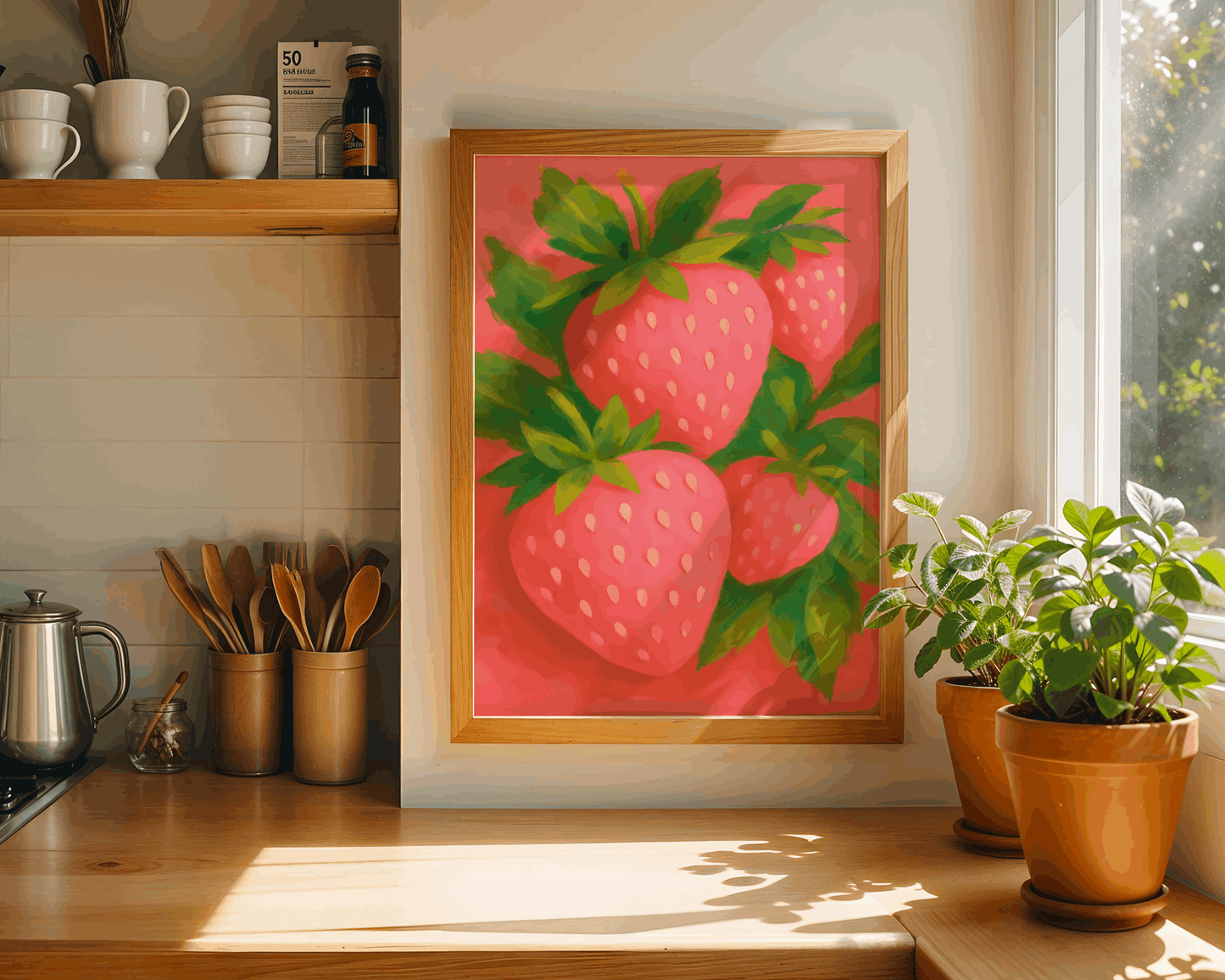 Strawberry Wall Art – Colorful Fruit Poster for Modern Home Decor