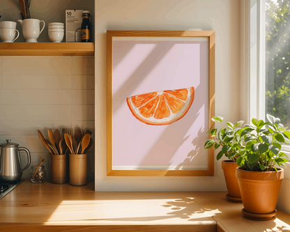 Orange Slice Wall Art – Modern Minimalist Fruit Poster