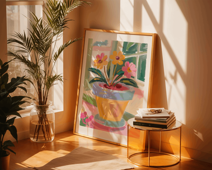 Colorful Flower Pot – Vibrant Abstract Painting Poster