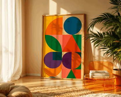 Geometric Abstract Wall Art – Colorful Modern Shapes Poster