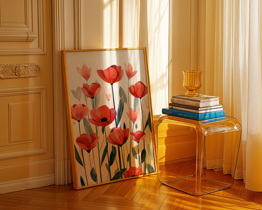 Red Poppies – Modern Floral Wall Art Print