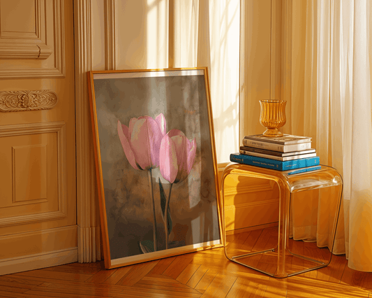 Pink Tulip Wall Art – Elegant Floral Watercolor Print