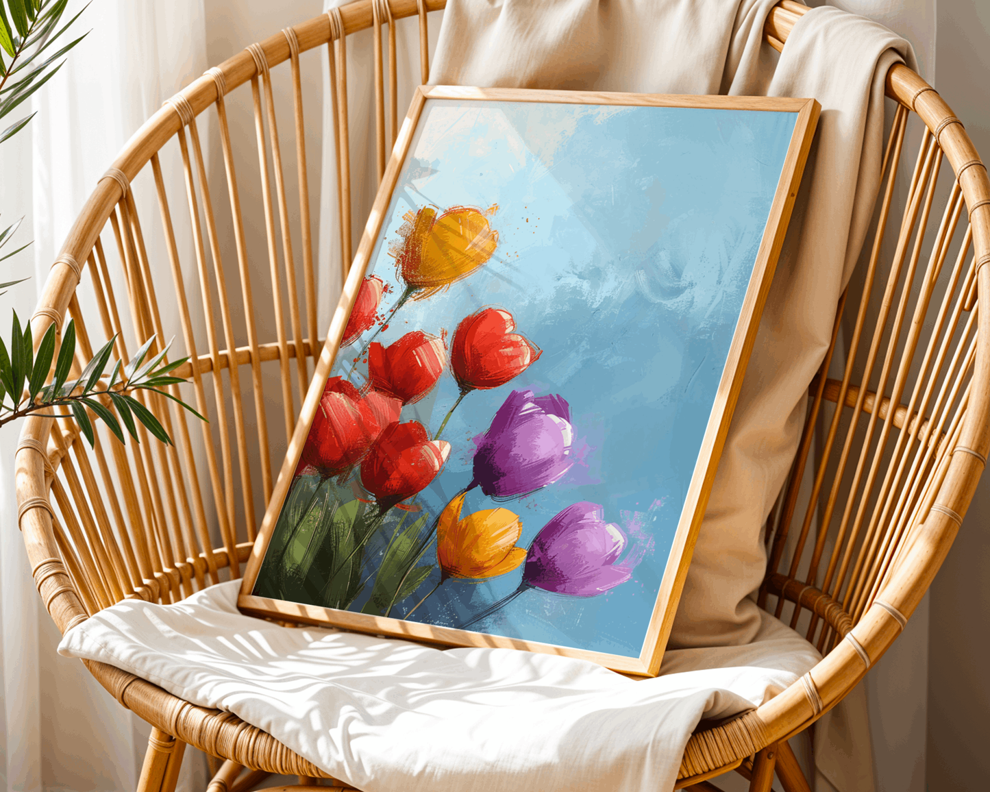 Colorful Tulips – Modern Floral Wall Art Print