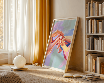 Holding Hands – Colorful Abstract Love Painting Poster